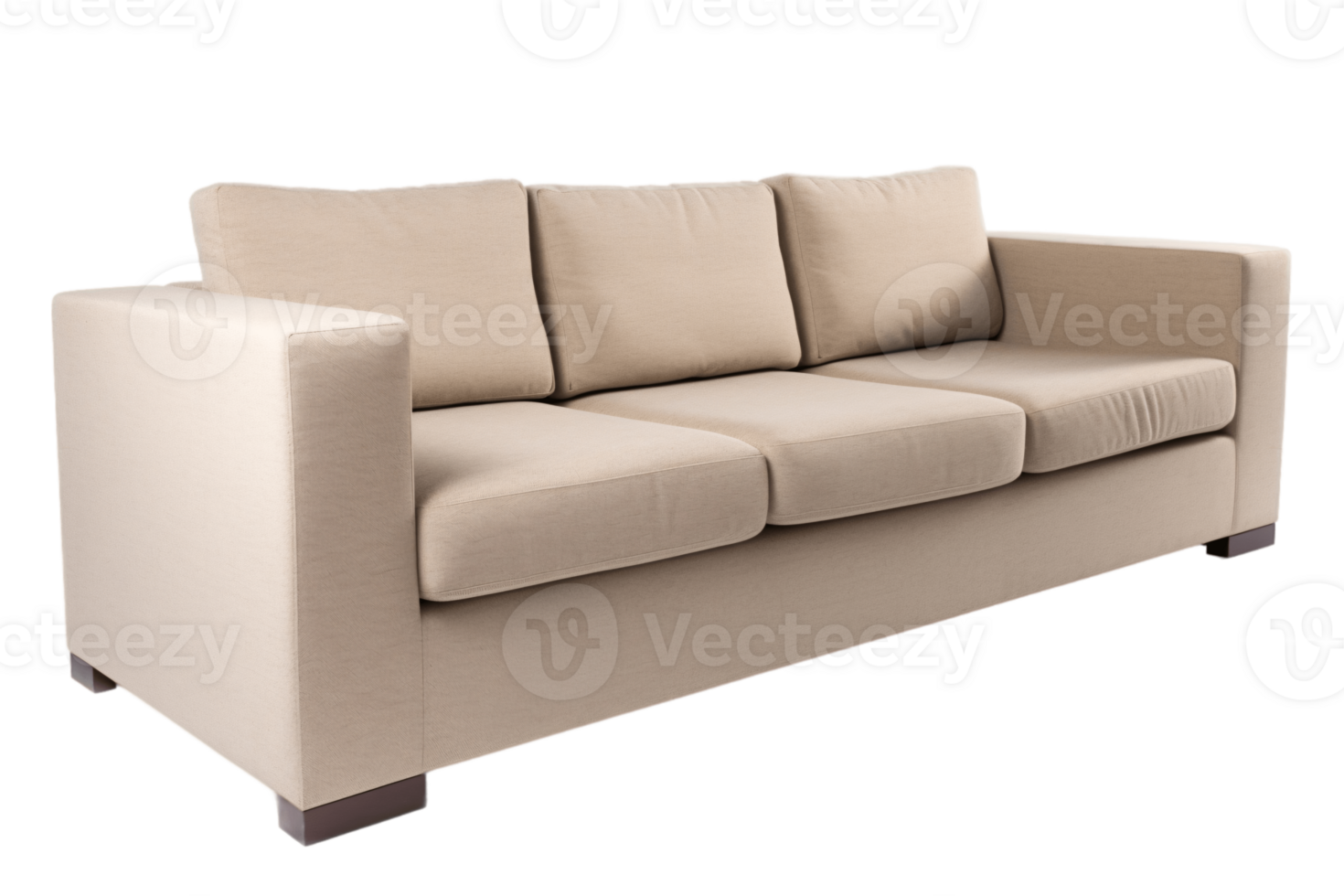 Beige two seater sofa isolated on transparent background png