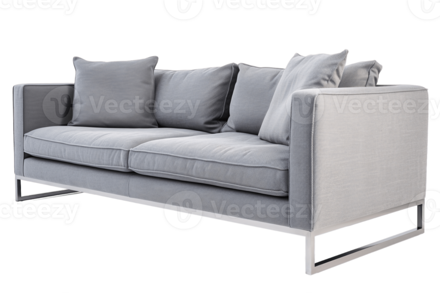 Grey two seater sofa isolated on transparent background png