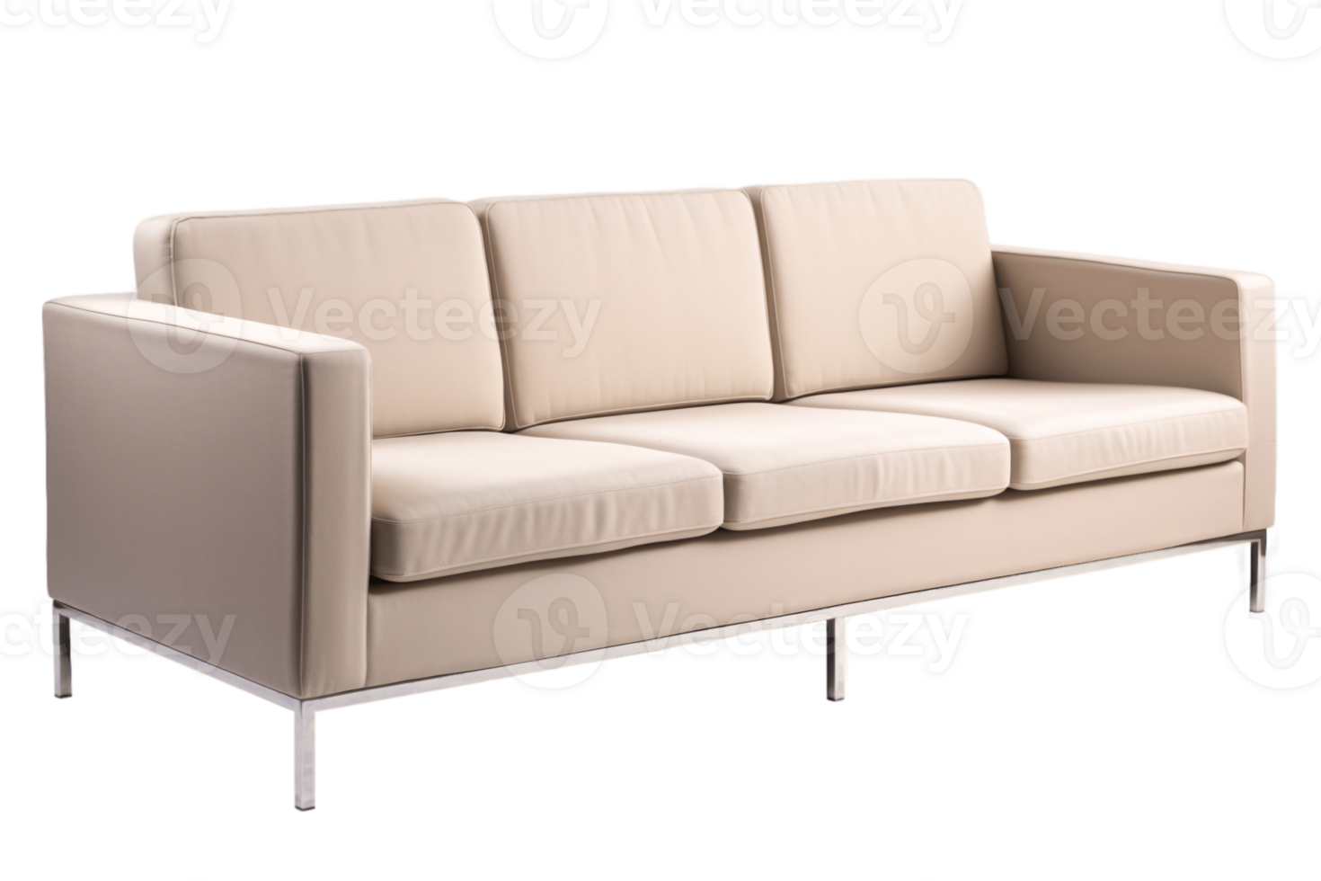 Beige two seater sofa isolated on transparent background png
