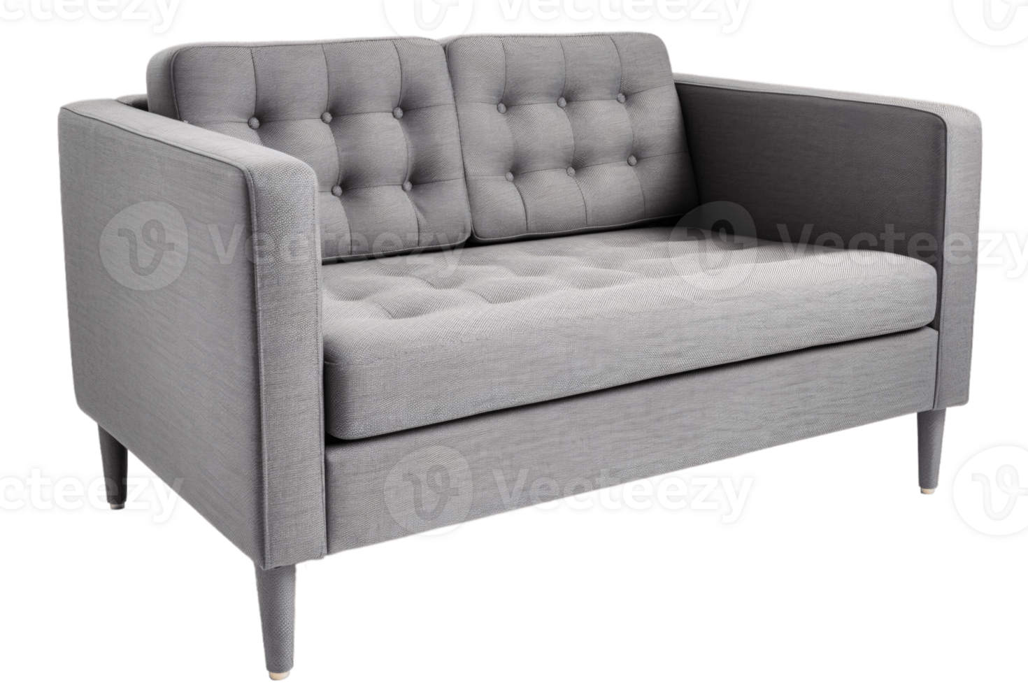 Grey two seater sofa isolated on transparent background png