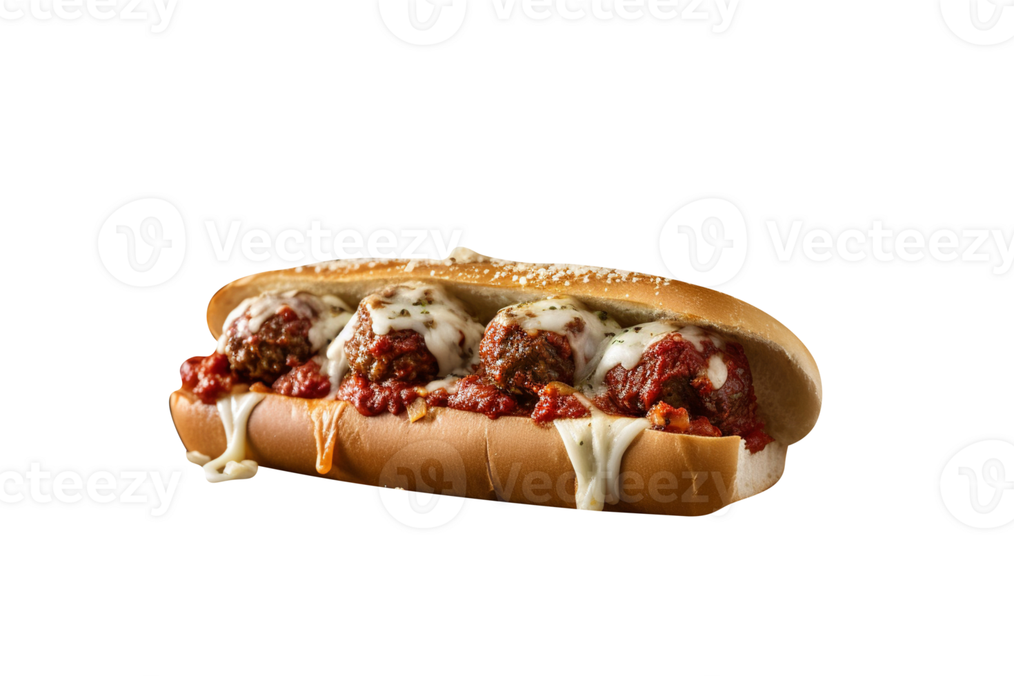 Delicious meatballs sandwich on transparent background png