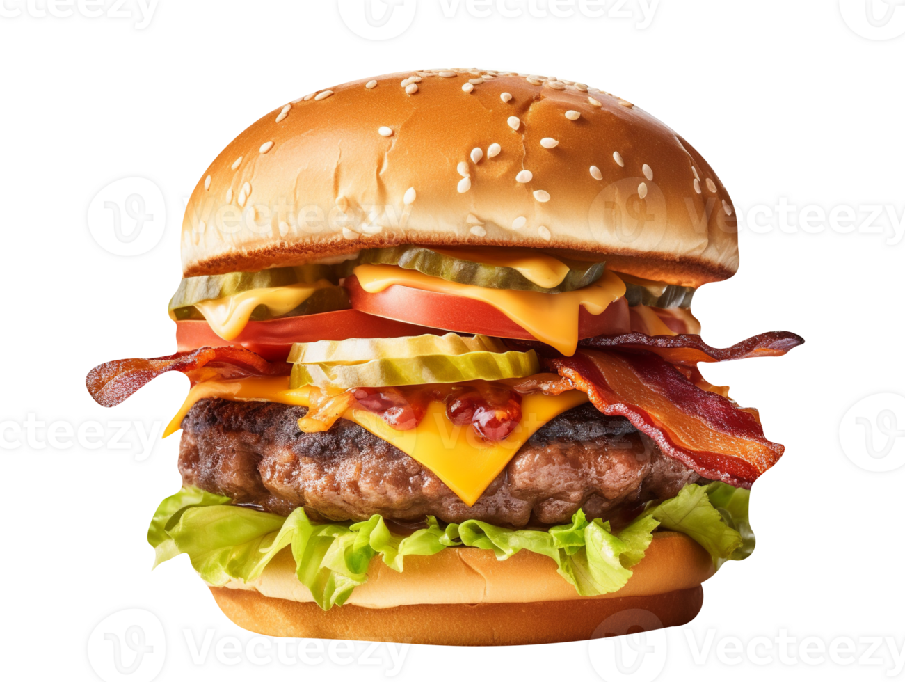 Tasty hamburger isolated on transparent background png