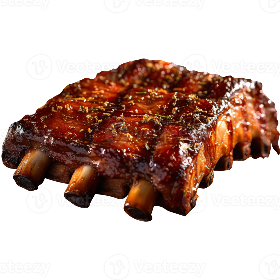 Tasty grilled pork ribs isolated on transparent background png