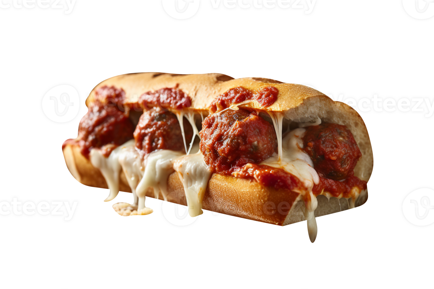 Tasty meatballs sandwich on transparent background png