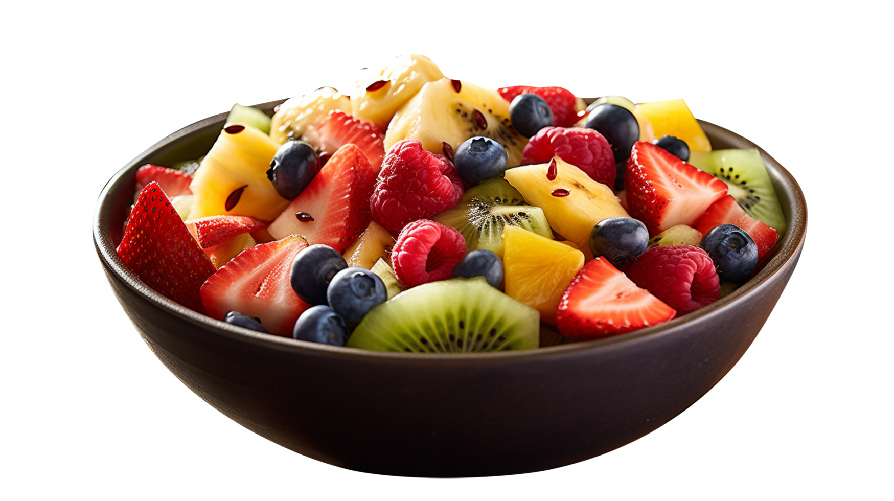 Fresh fruit salad bowl isolated on transparent background png