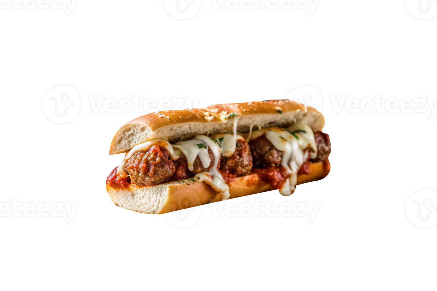 Delicious meatballs sandwich on transparent background png