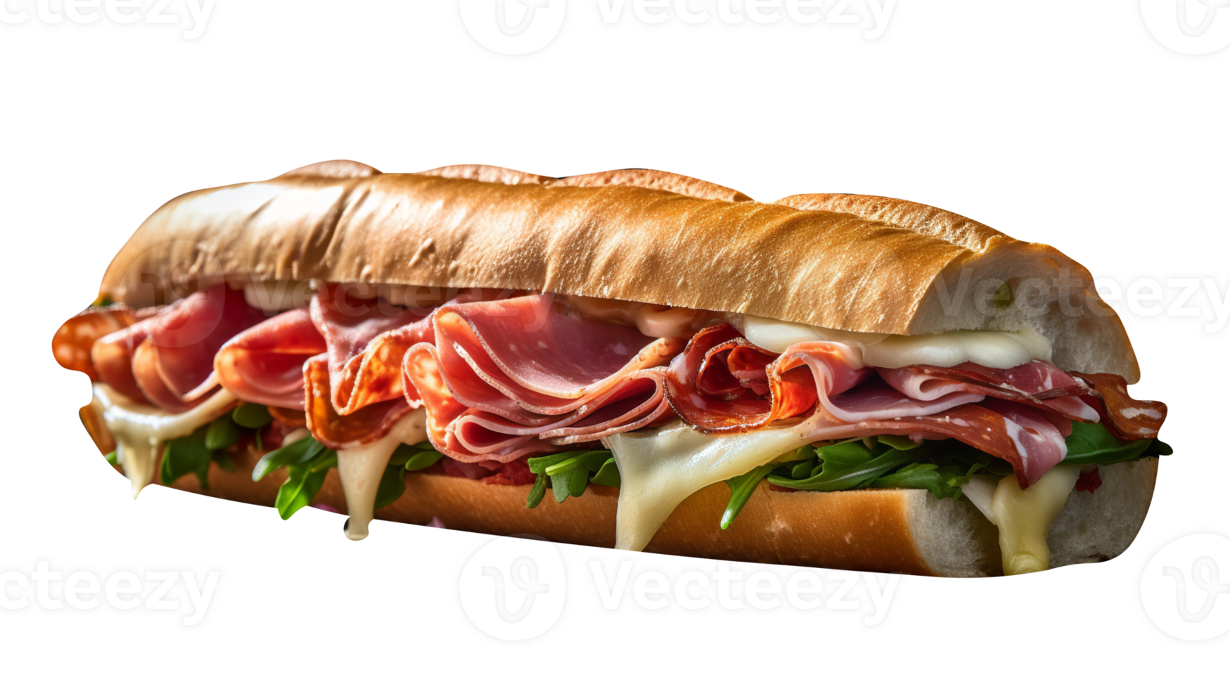 Tasty italian sandwich on transparent background png