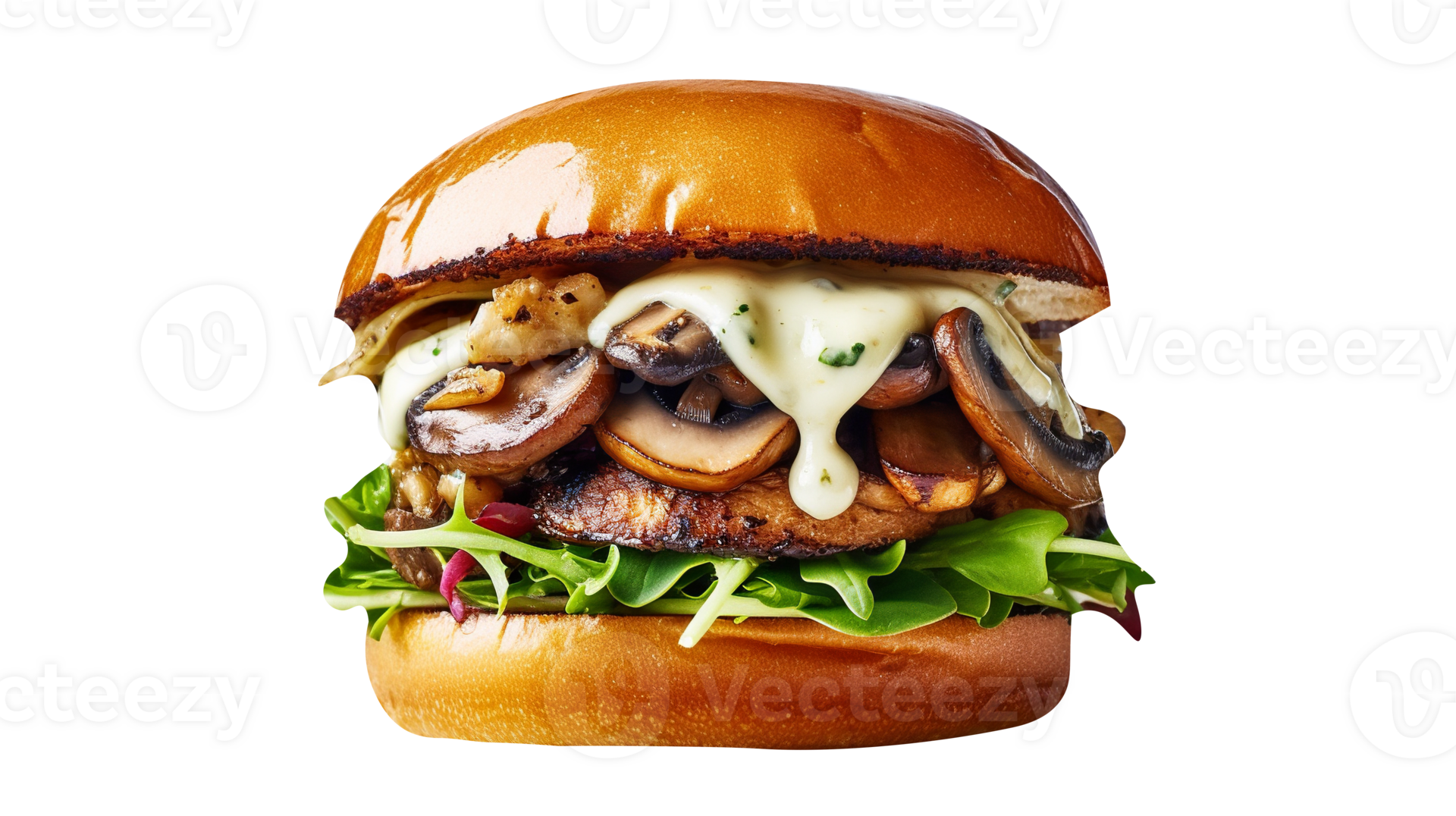 Tasty mushroom burger on transparent background 25228145 PNG