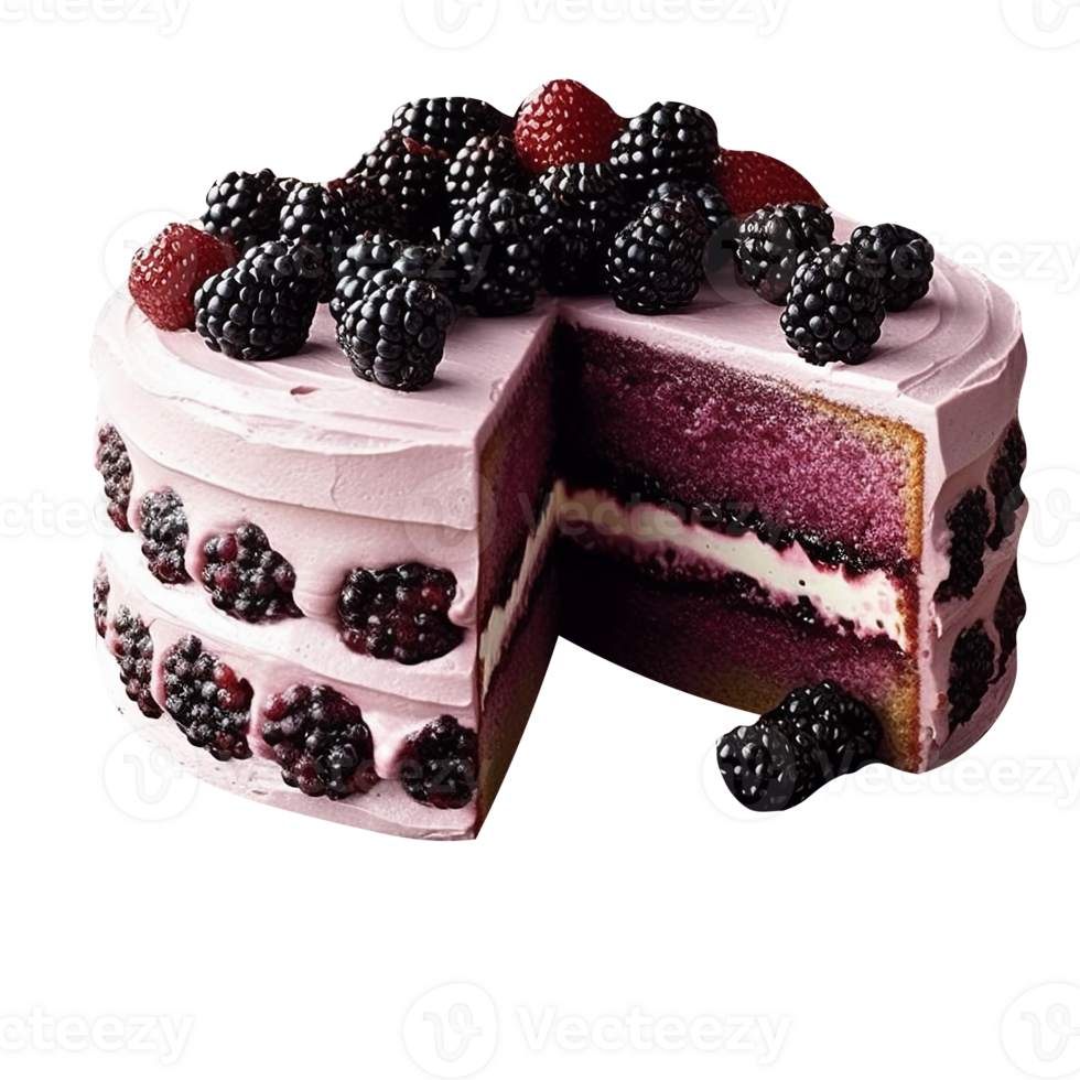 Fresh blueberries cake isolated on transparent background png