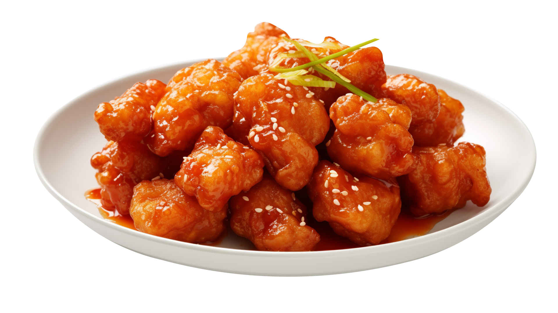 Fresh sweet and sour fried chicken isolated on transparent background
