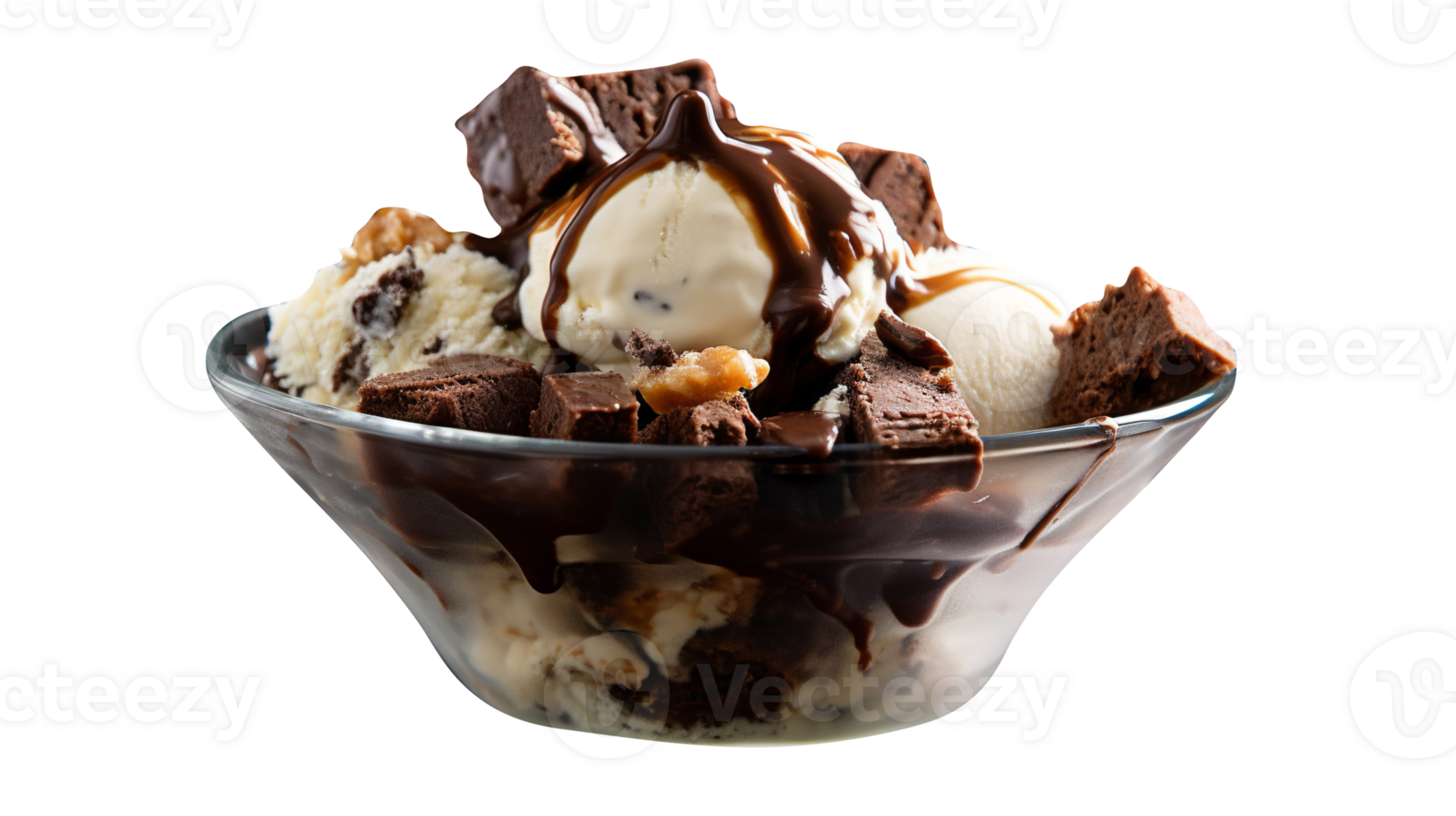 Tasty brownies ice cream isolated on transparent background png