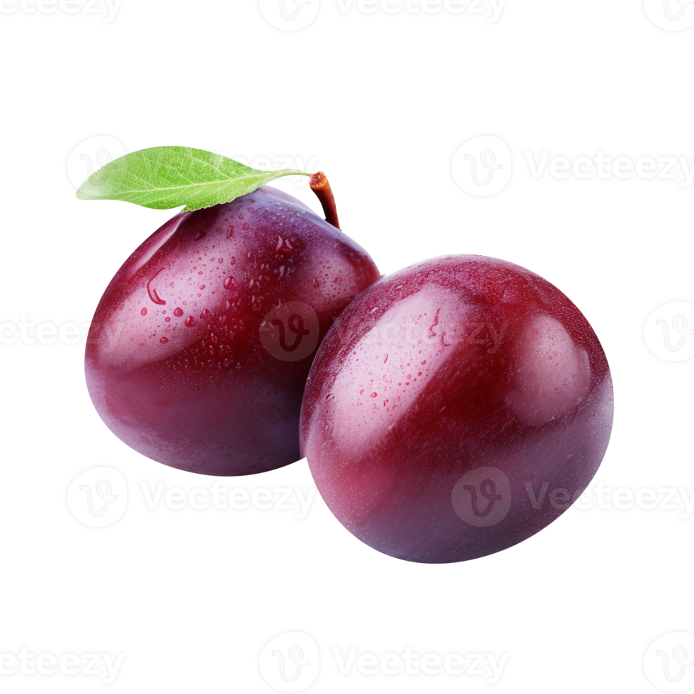 Fresh plum fruit pair isolated on transparent background png