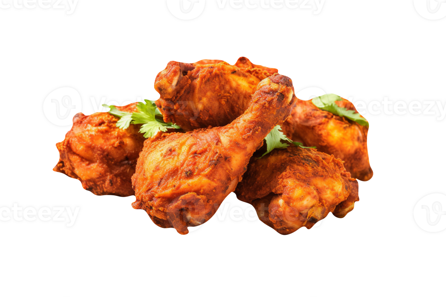 Tasty tandoori fried chicken isolated on transparent background png