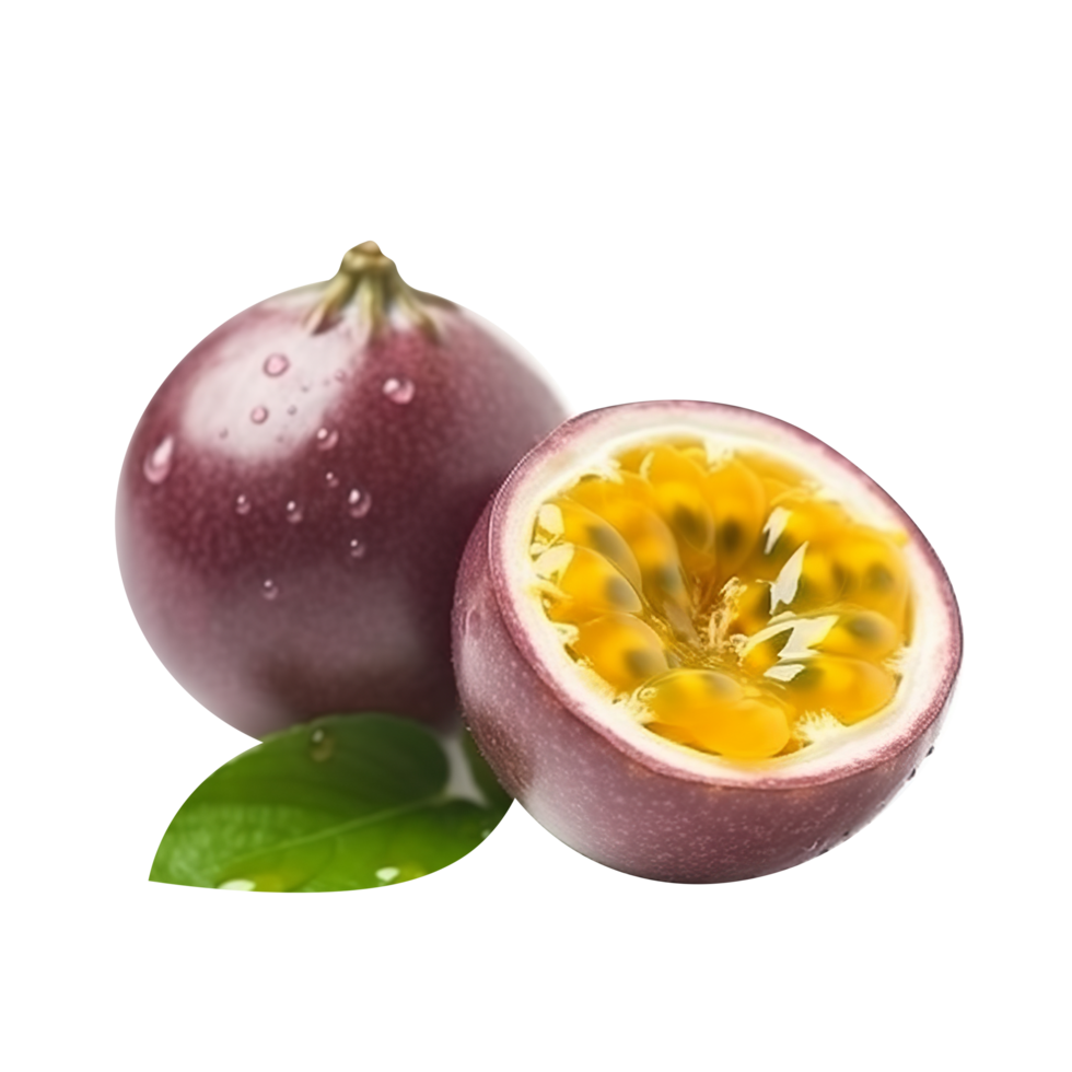 Fresh passion fruit with slice isolated on transparent background png
