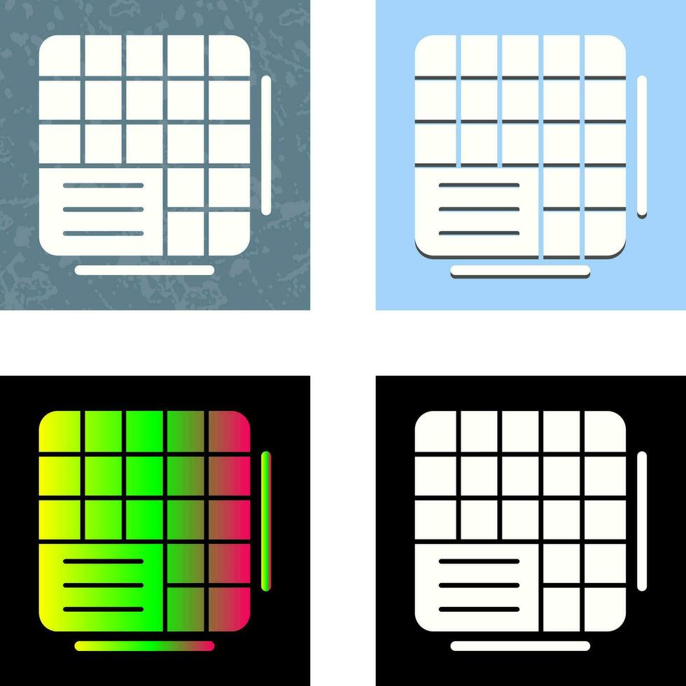 icono de vector de datos de tabla