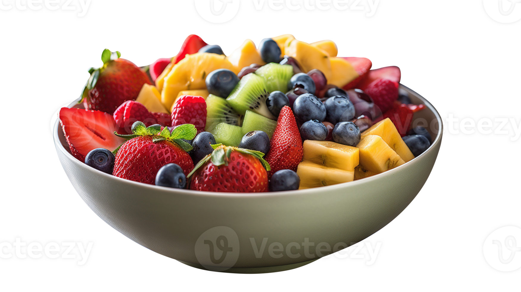 Tasty fruit salad bowl isolated on transparent background png