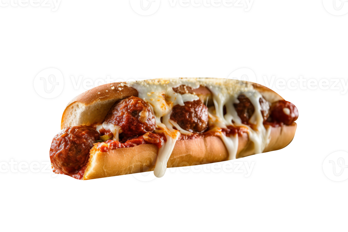 Tasty meatballs sandwich on transparent background png