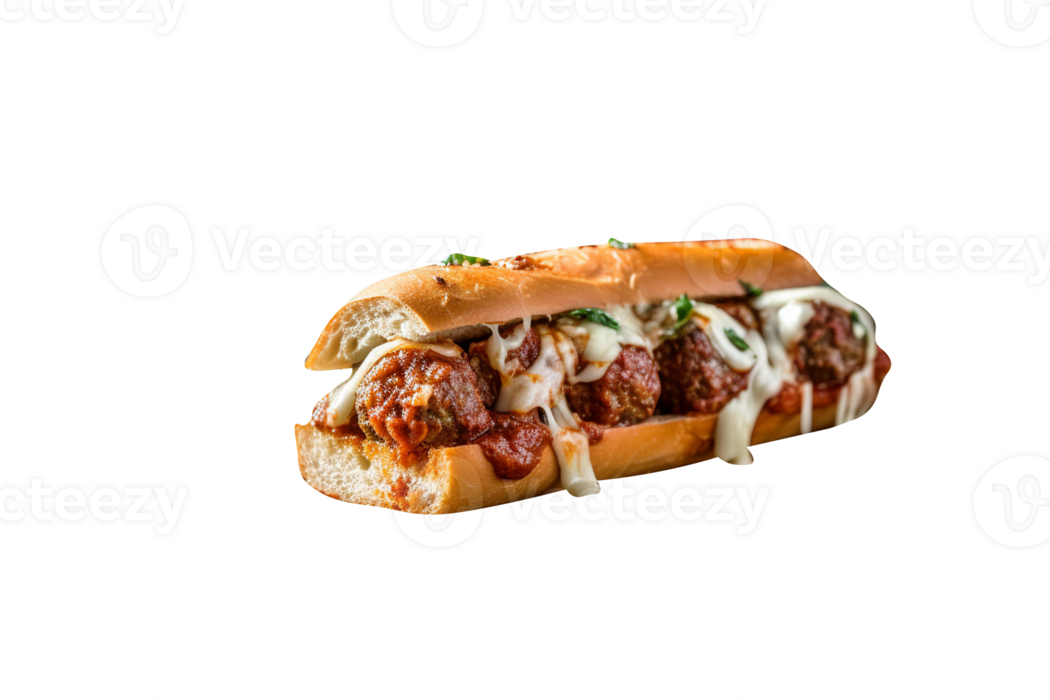 Delicious meatballs sandwich on transparent background png