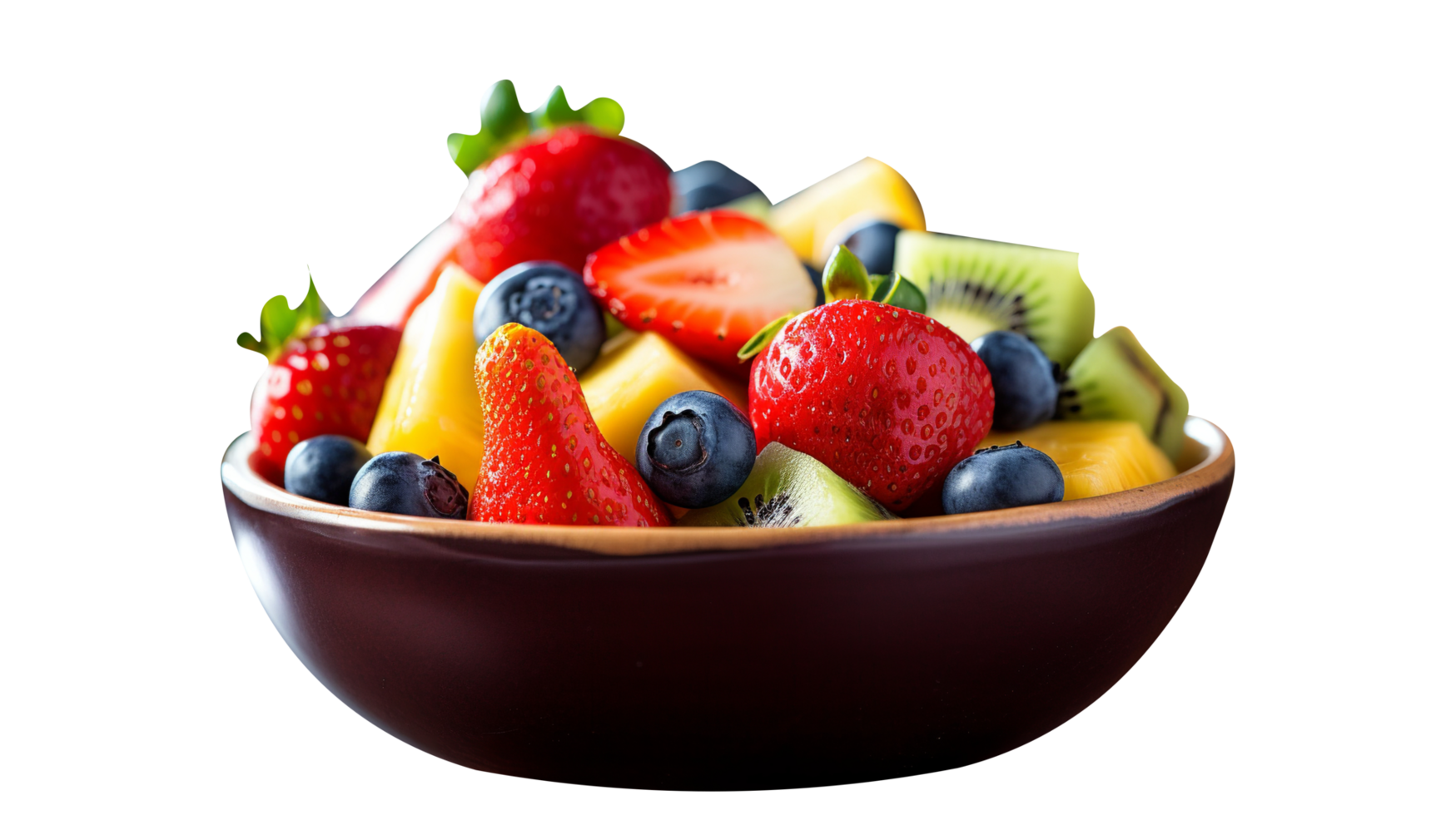 Fresh fruit salad bowl isolated on transparent background png