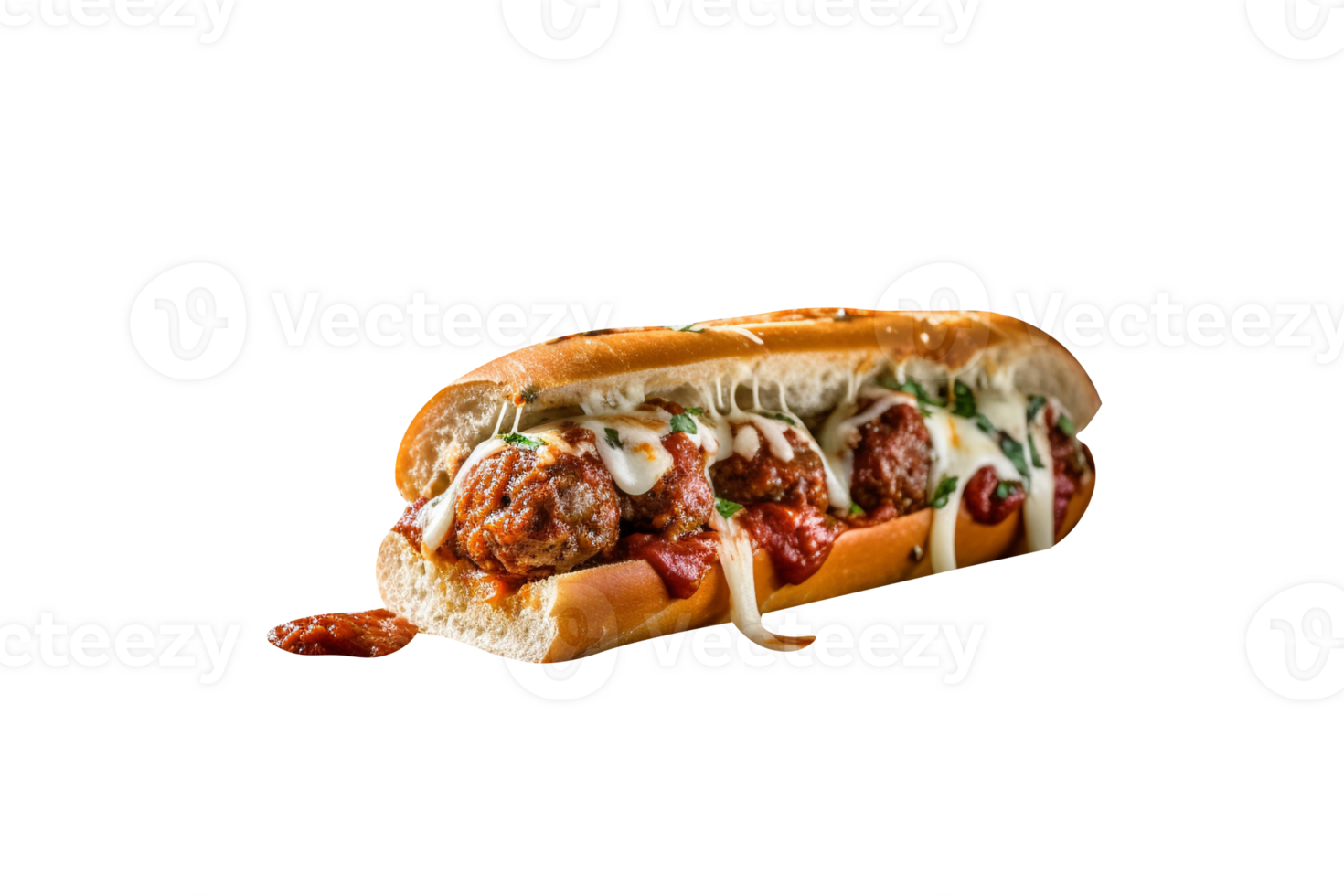 Delicious meatballs sandwich on transparent background png
