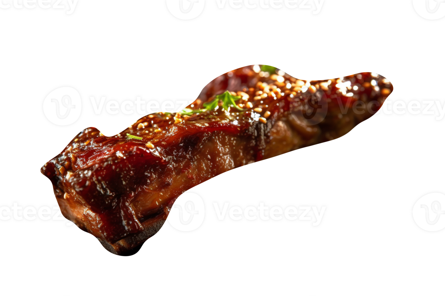 Tasty grilled pork ribs isolated on transparent background png