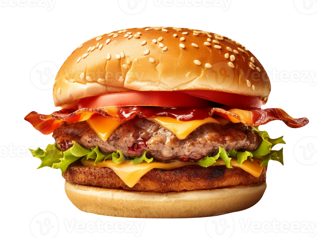 Delicious burger isolated on transparent background png