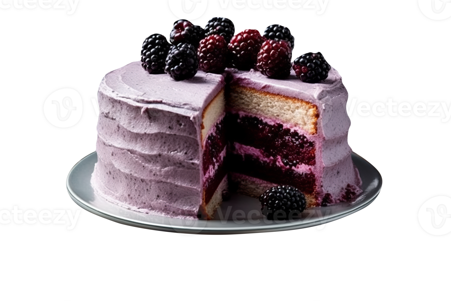 Fresh blueberries cake isolated on transparent background png