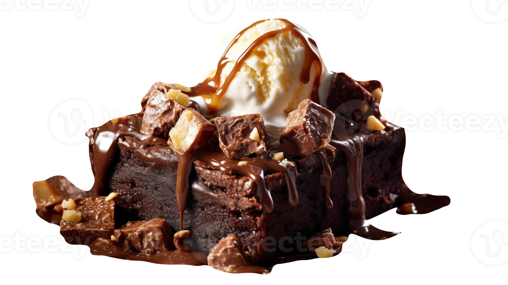 Tasty brownies ice cream isolated on transparent background png