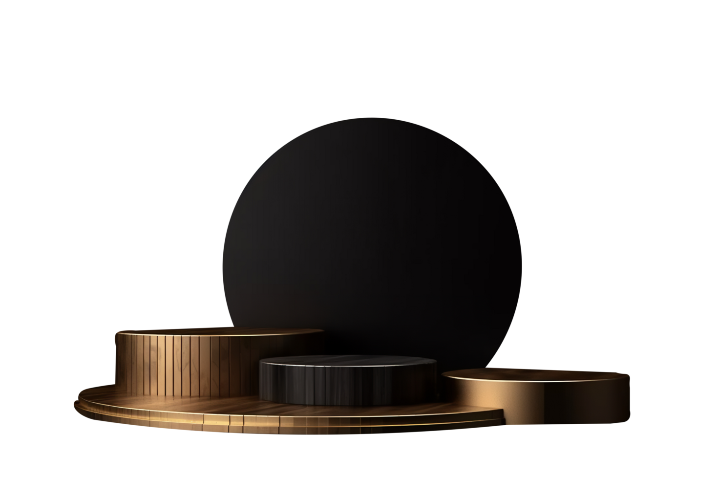 Beautiful wooden gold podium isolated on transparent background png