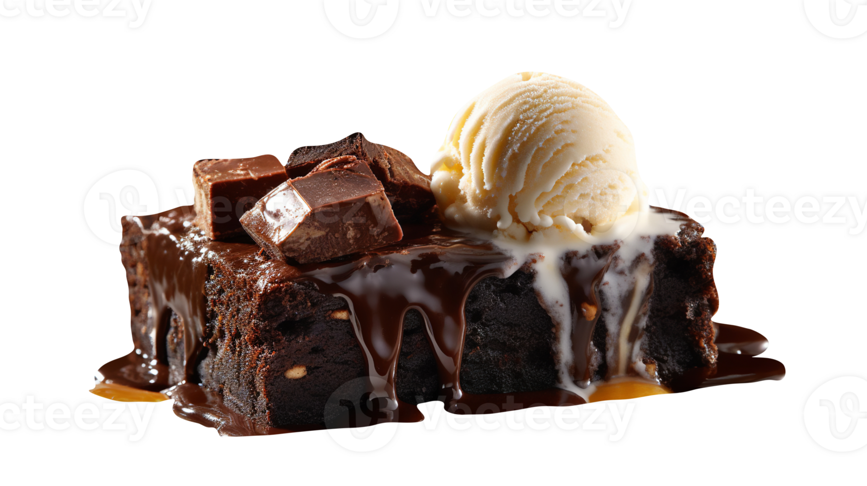 Tasty brownies ice cream isolated on transparent background png