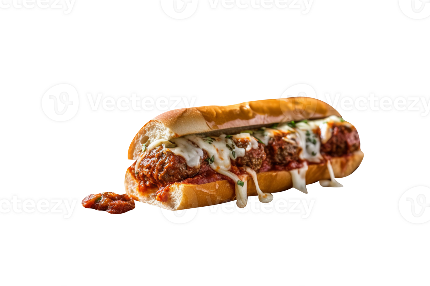 Delicious meatballs sandwich on transparent background png