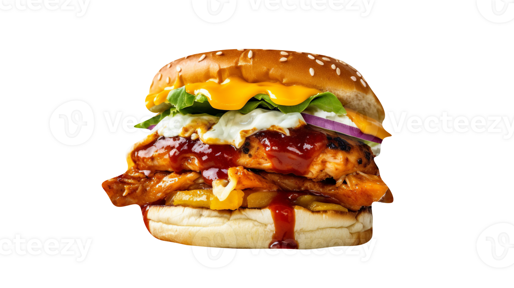 Delicious burger isolated on transparent background png
