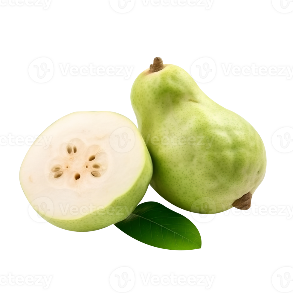 Fresh guava fruit with slice isolated on transparent background png