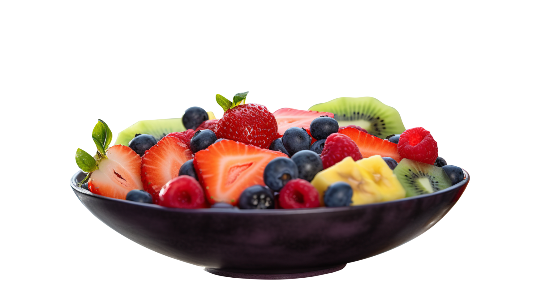Fresh fruit salad bowl isolated on transparent background png
