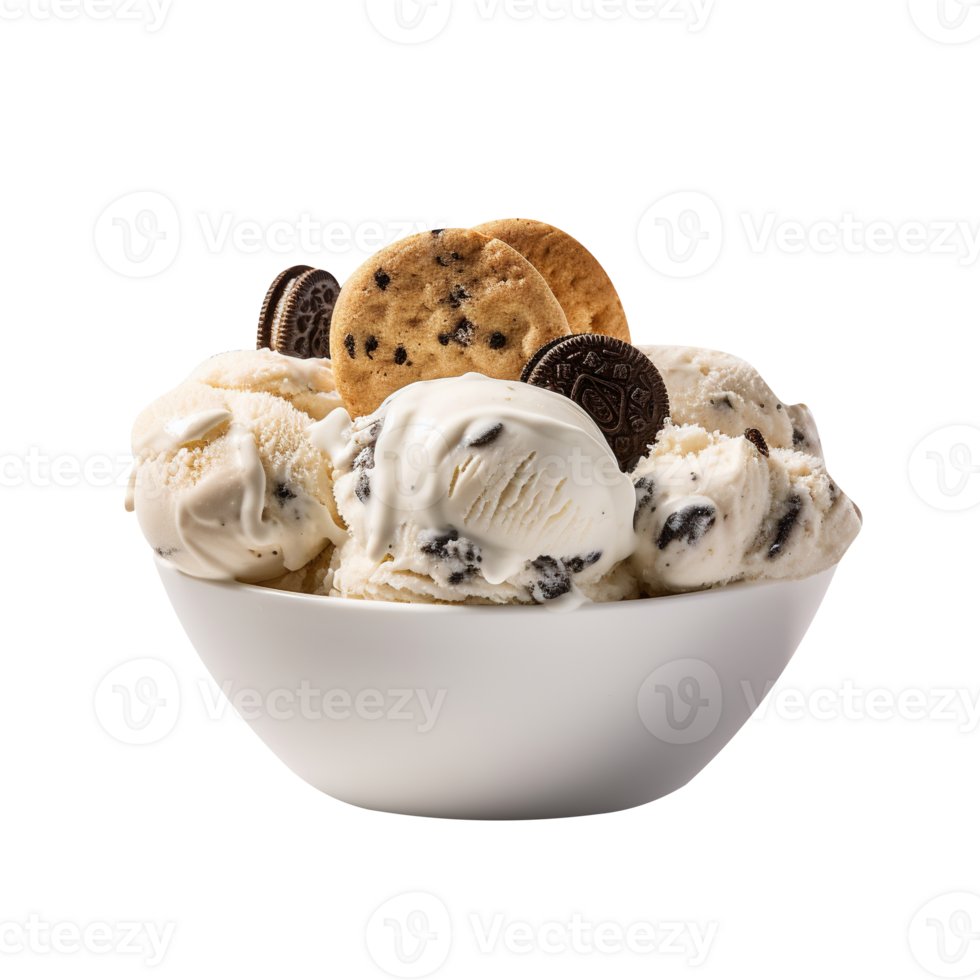 Tasty vanilla cookie ice cream on transparent background png