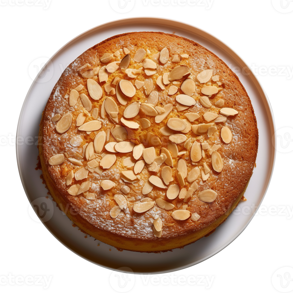 Almond cake isolated on transparent background png