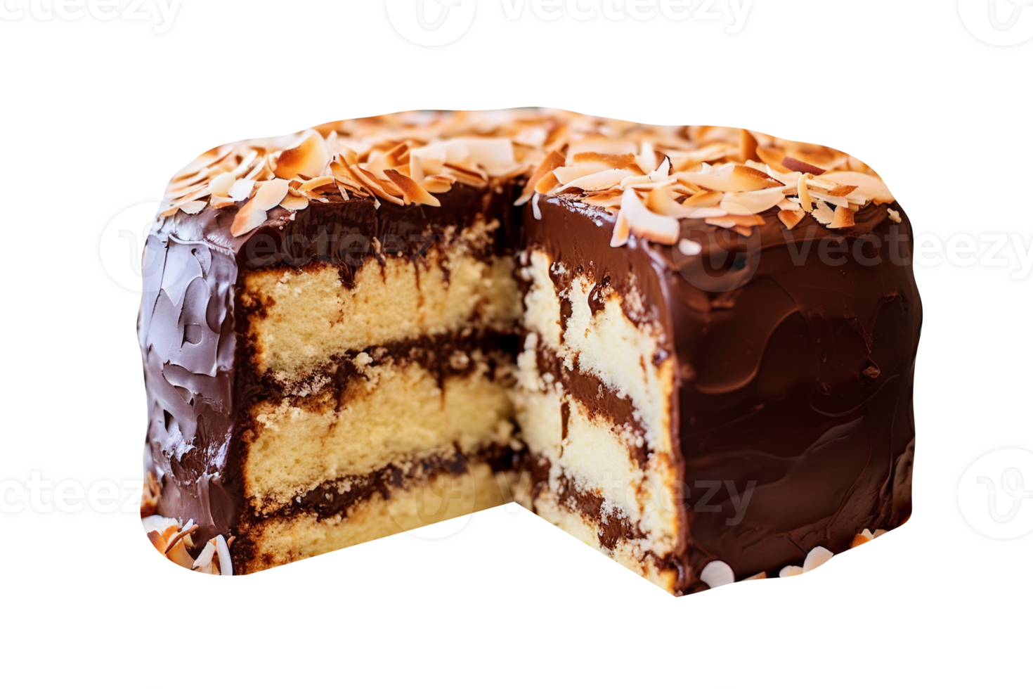 Freshly baked almond joy cake on transparent background png