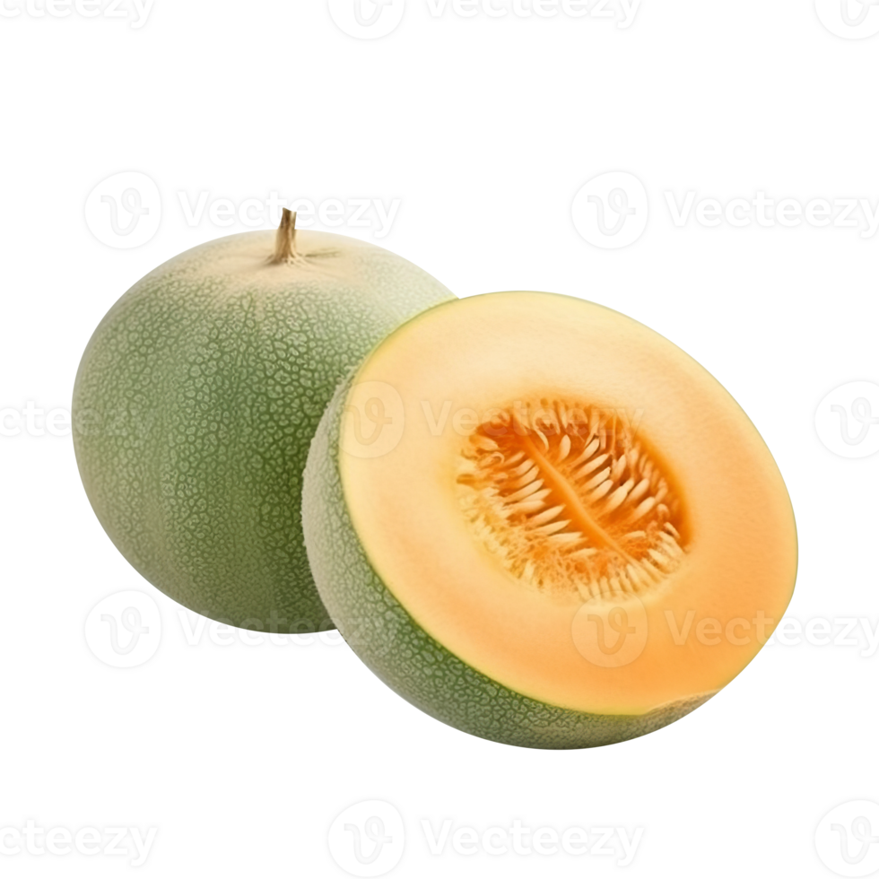 Fresh melon with slice isolated ion transparent background png