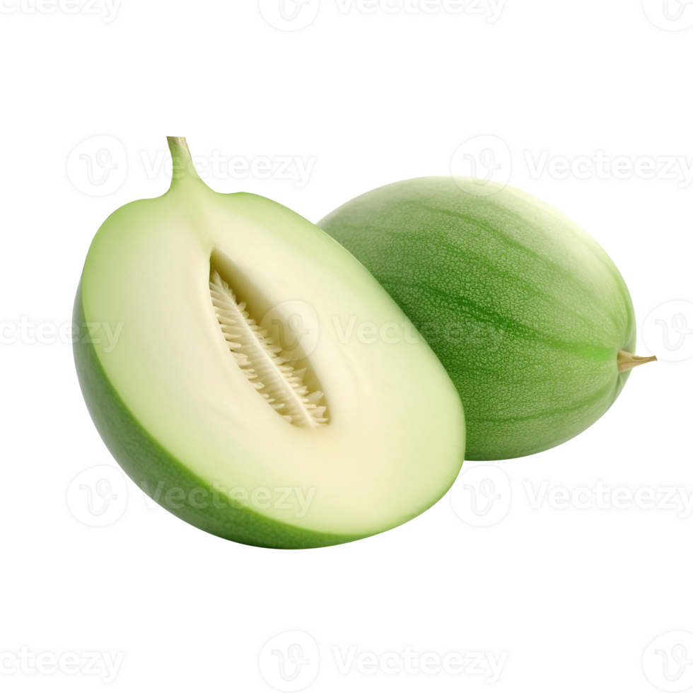 Fresh hoineydew melon with slice isolated on transparent background png
