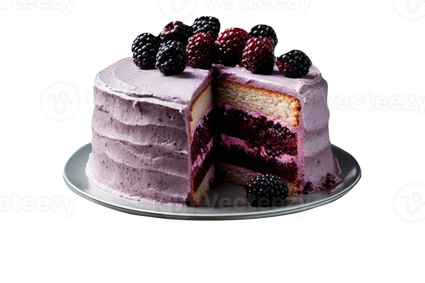 Fresh blueberries cake isolated on transparent background png