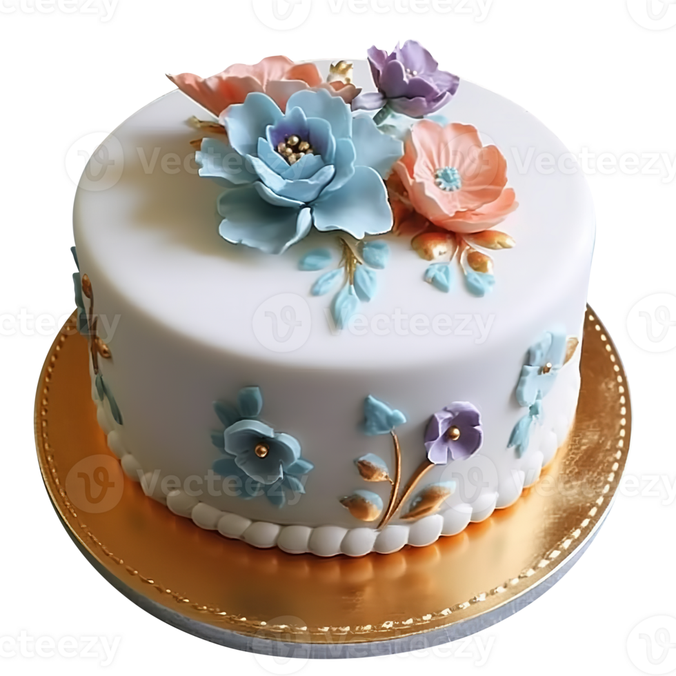 Beautiful fondant cake isolated on transparent background png