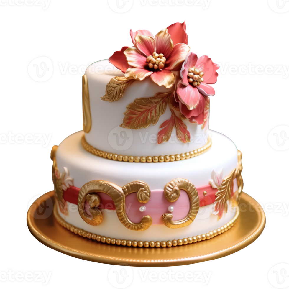 Beautiful fondant cake isolated on transparent background png