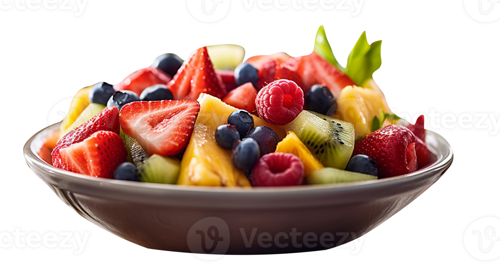 Tasty fruit salad bowl isolated on transparent background png