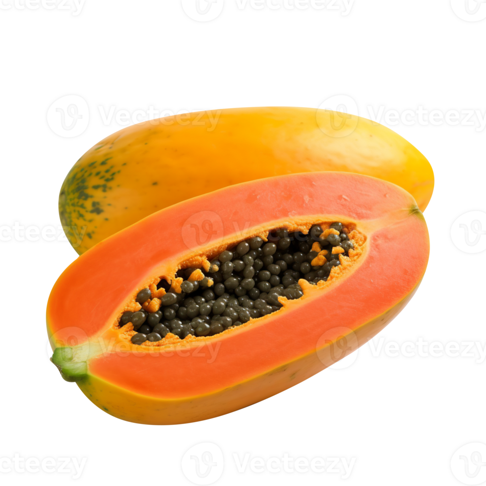 Fresco papaya Fruta con rebanada aislado en transparente antecedentes png