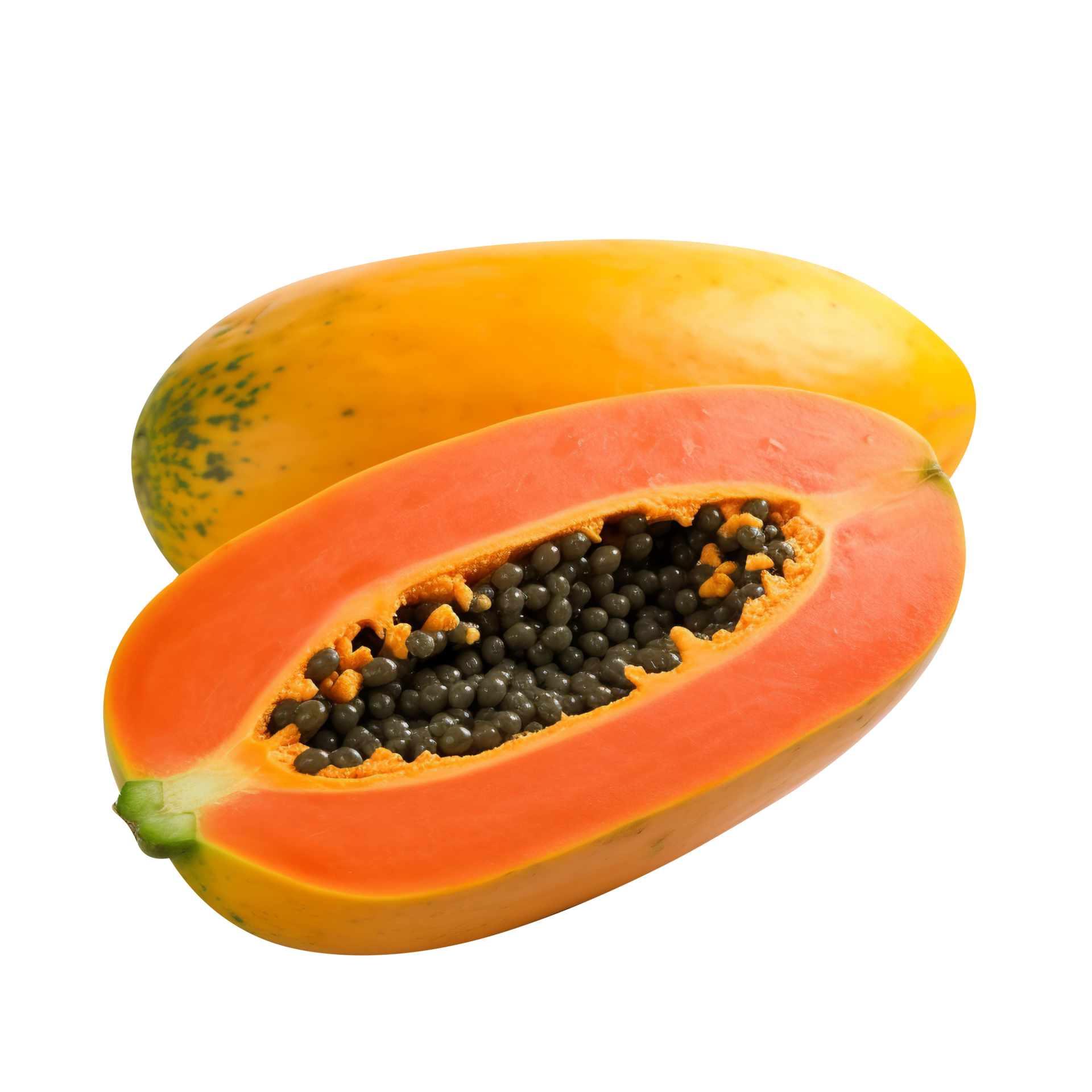 Fresco papaya Fruta con rebanada aislado en transparente antecedentes