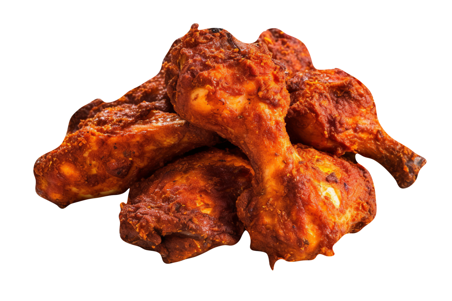 Tasty tandoori fried chicken isolated on transparent background png