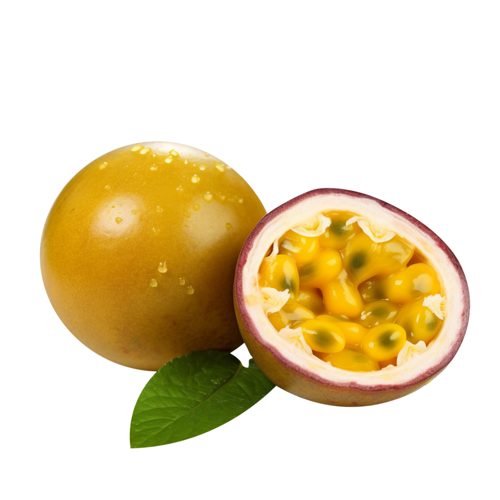 Fresh passion fruit with slice isolated on transparent background png