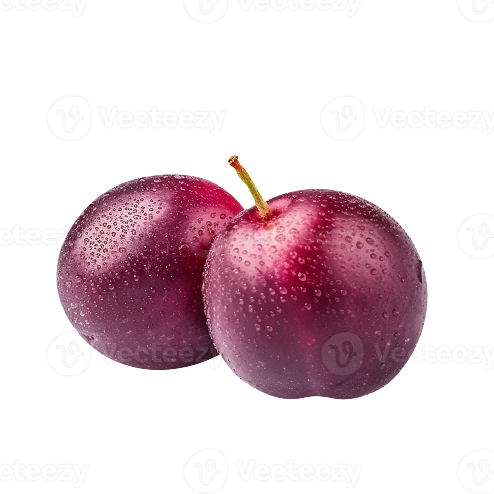 Fresh plum fruit pair isolated on transparent background png