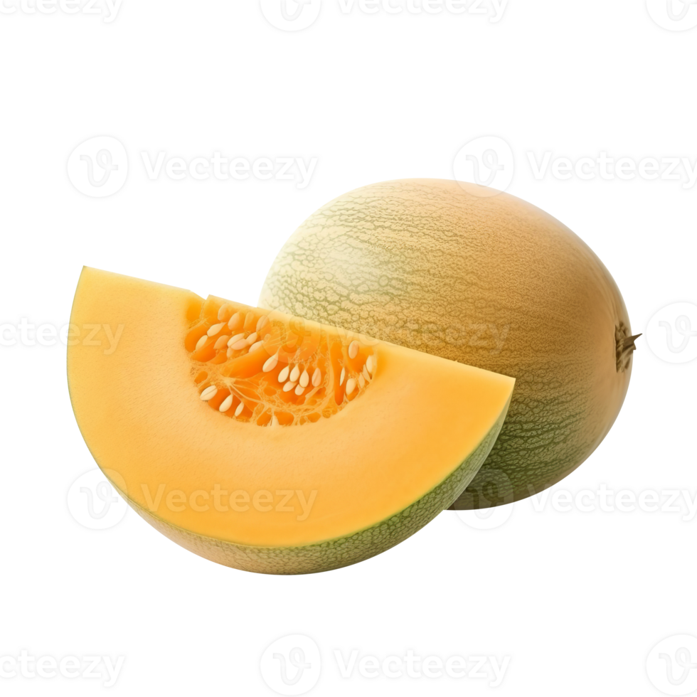 Fresh melon with slice isolated ion transparent background png