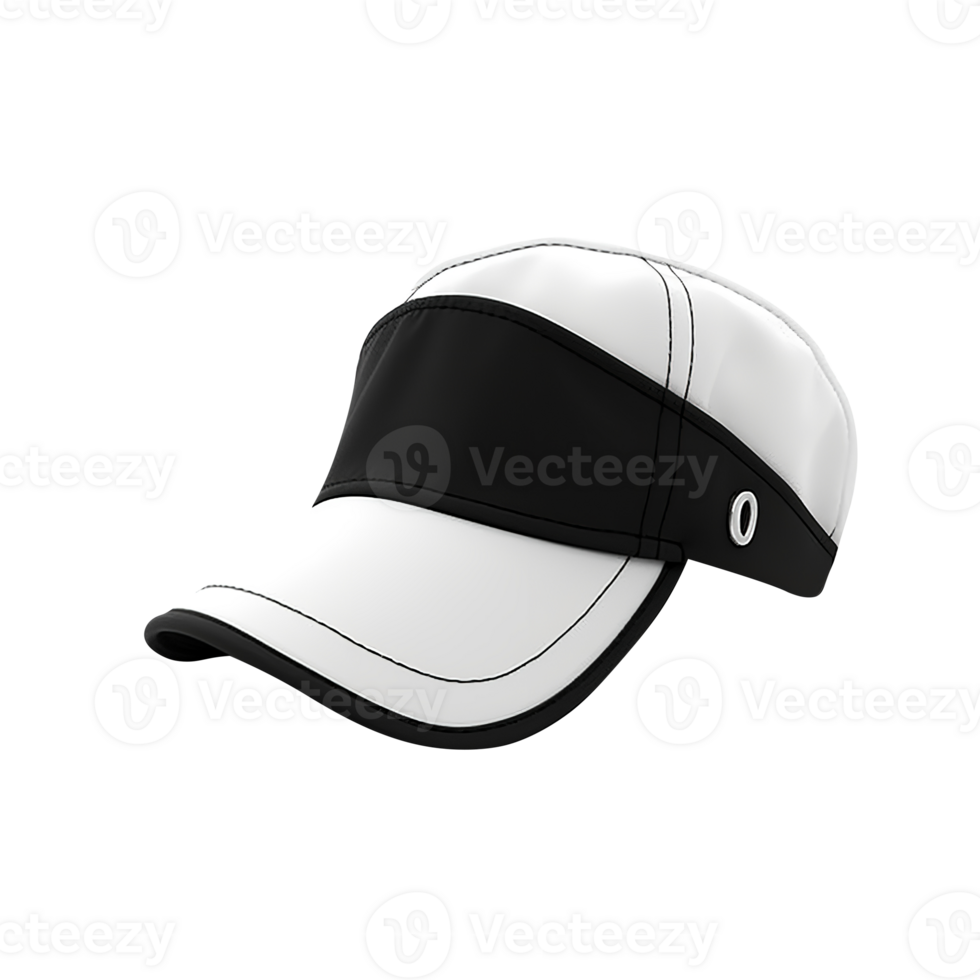 Beautiful black and white visor hat isolated on transparent background png